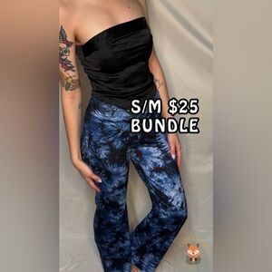 Elegant Navy Tie-Dye Women's Wide Leg Pants